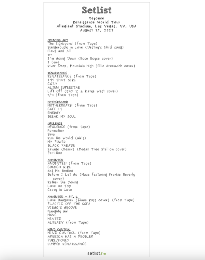 Tour Check In Beyoncé's Renaissance setlist.fm